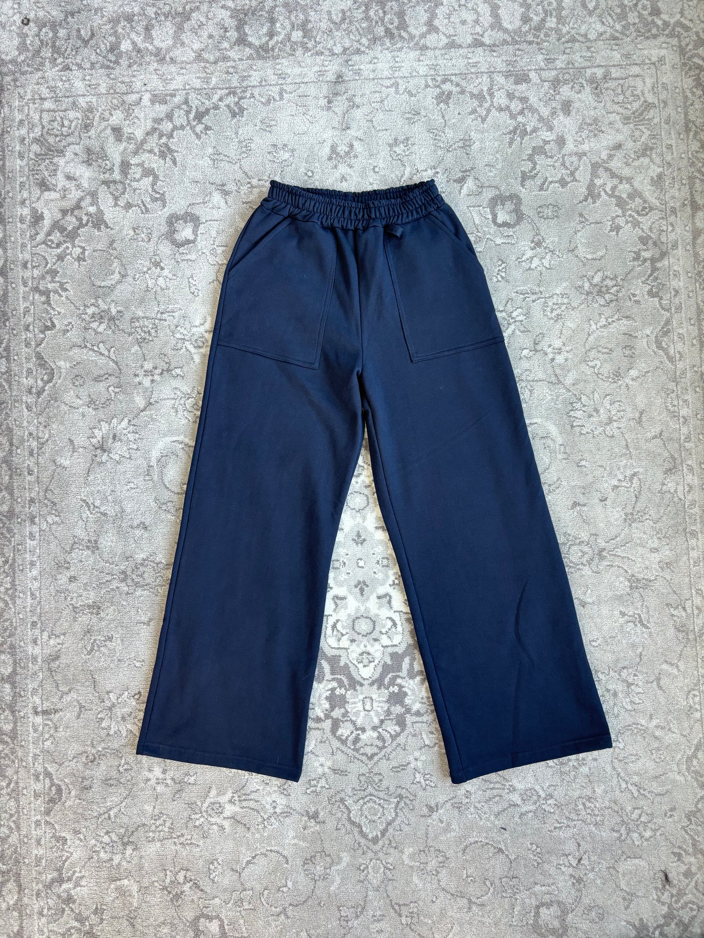 Blue Navy Wide Leg Sweatpants