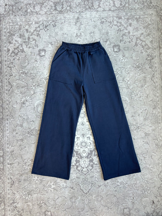 Blue Navy Wide Leg Sweatpants