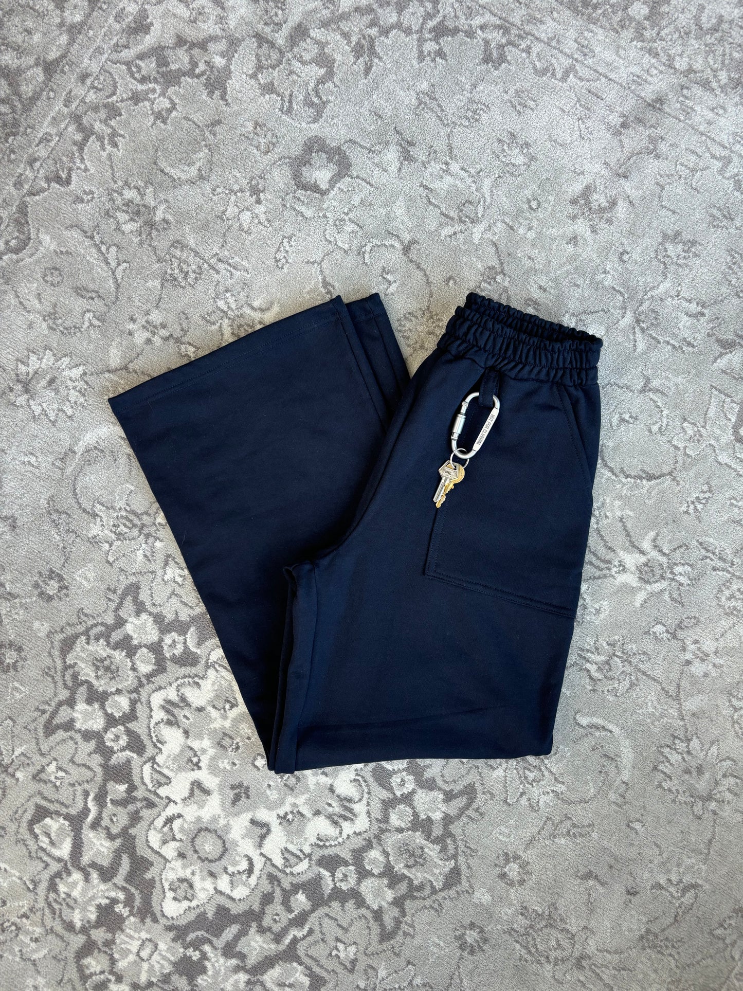 Blue Navy Wide Leg Sweatpants